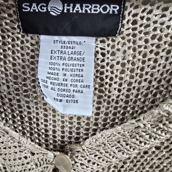 Sag Harbor Womens Extra Large Beige Knit Cardigan Sweater 100% Polyester - Picture 3 of 6